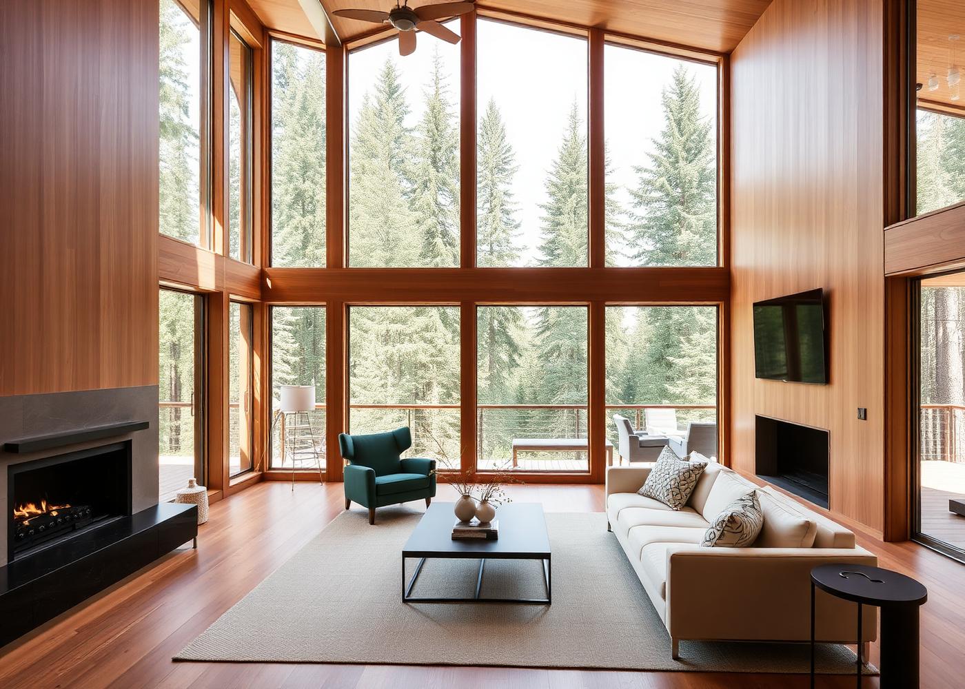 Modern Federal Way home interior with Pacific Northwest forest view